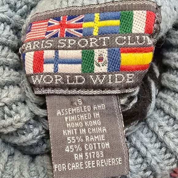 Vintage 80's  90's PARIS SPORTS CLUB Heart Pattern Turtleneck Sweater sz S - Picture 5 of 5